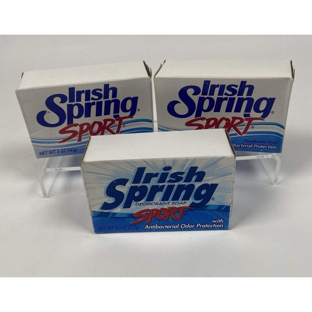 Irish Spring Sport Deodorant Soap 4.5 Oz Bars Discontinued Vintage - Lot Of 3
